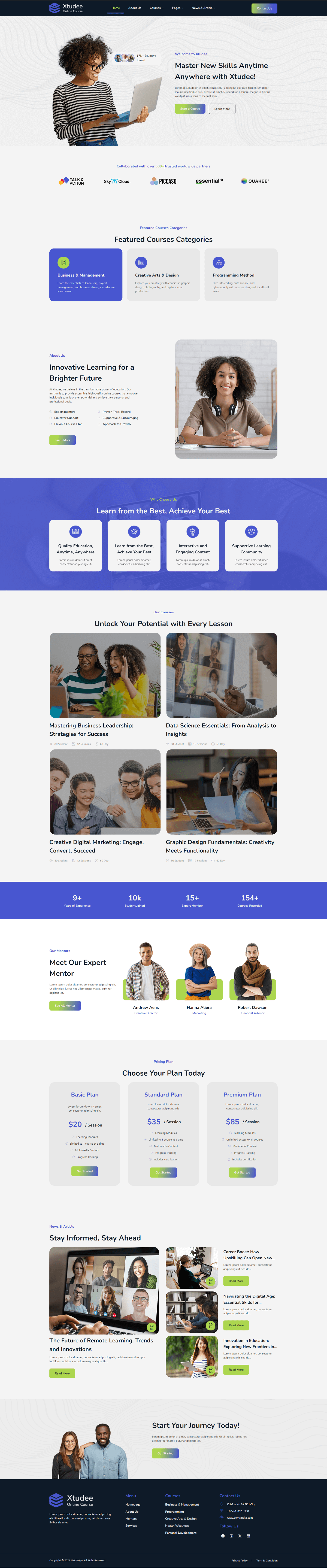 Xtudee - Online Course Elementor Template Kit ft. classes & education ...