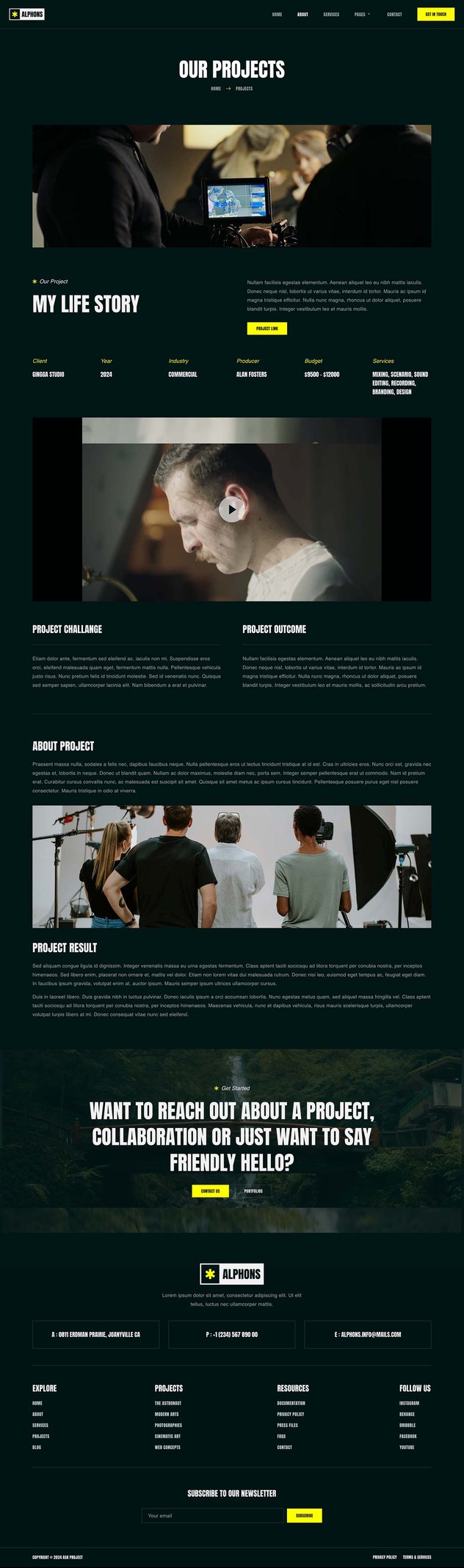 Alphons - Film Maker & Movie Studio Elementor Template Kit