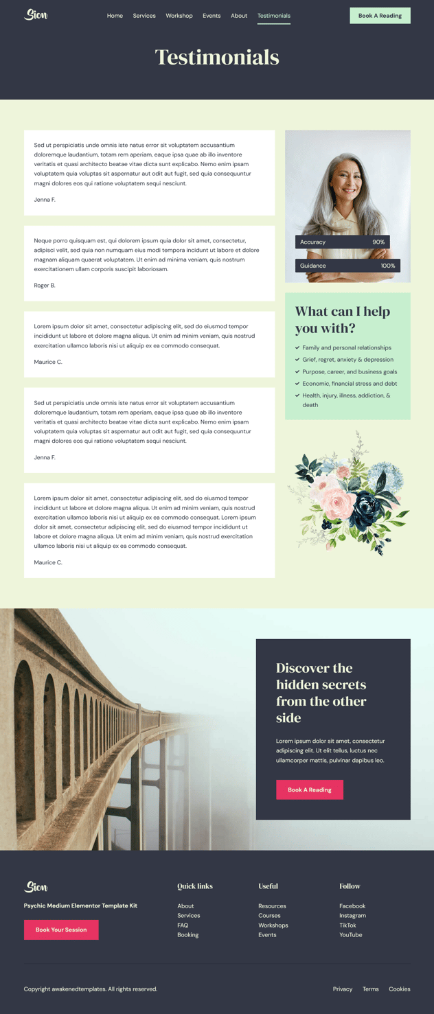 Sion - Psychic Medium Elementor Template Kit