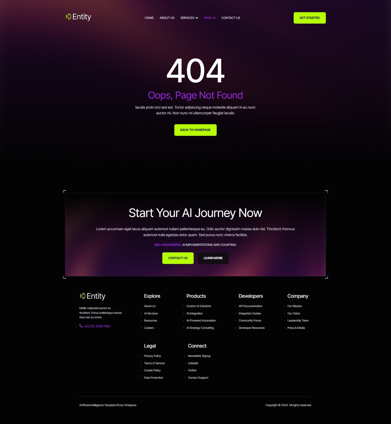 Entity - Artificial Intelligence Services Elementor Template Kit, WP ...