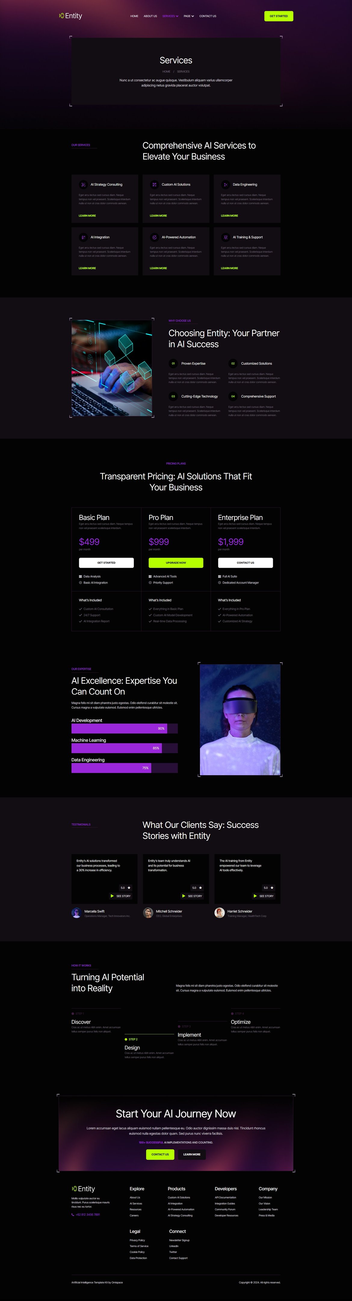 Entity - Artificial Intelligence Services Elementor Template Kit, WP ...
