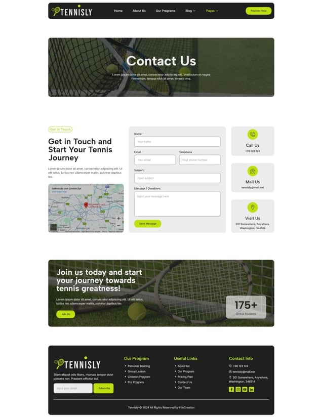 Tennisly - Tennis School & Sports Club Elementor Template Kit