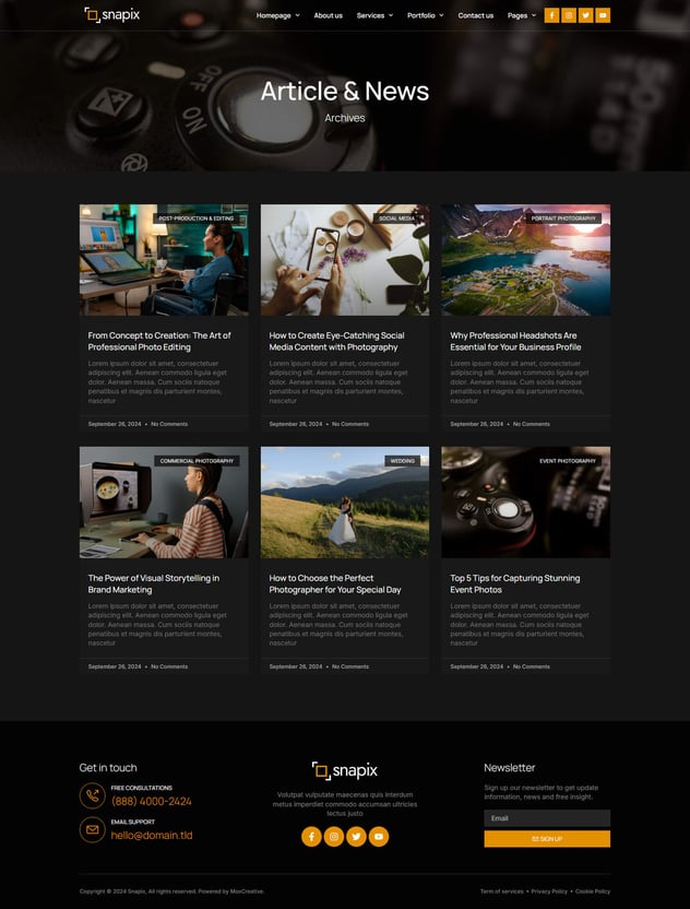 Snapix - Photography & Videography Services Elementor Template Kit