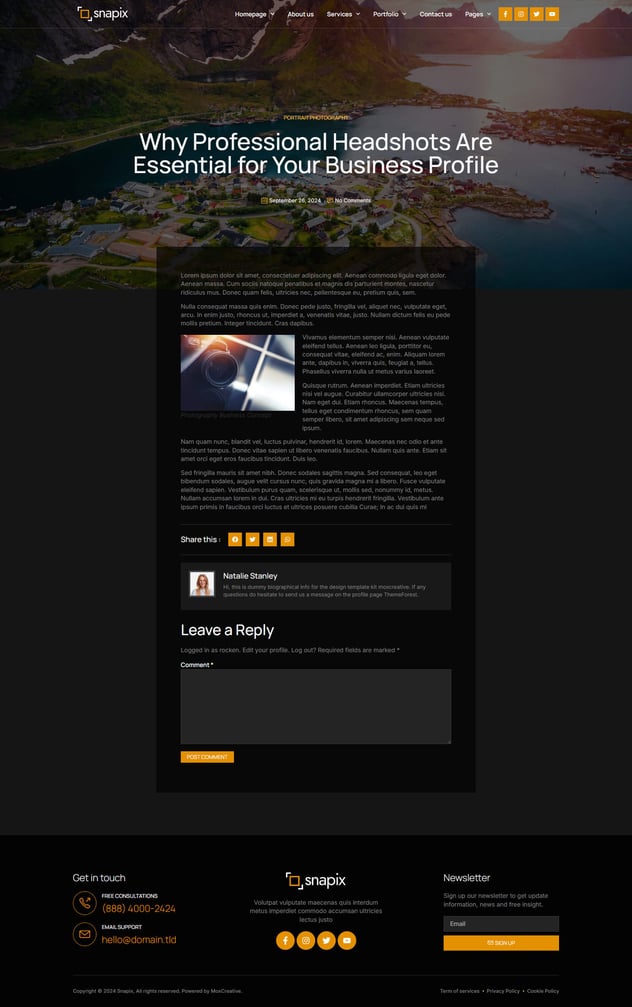 Snapix - Photography & Videography Services Elementor Template Kit