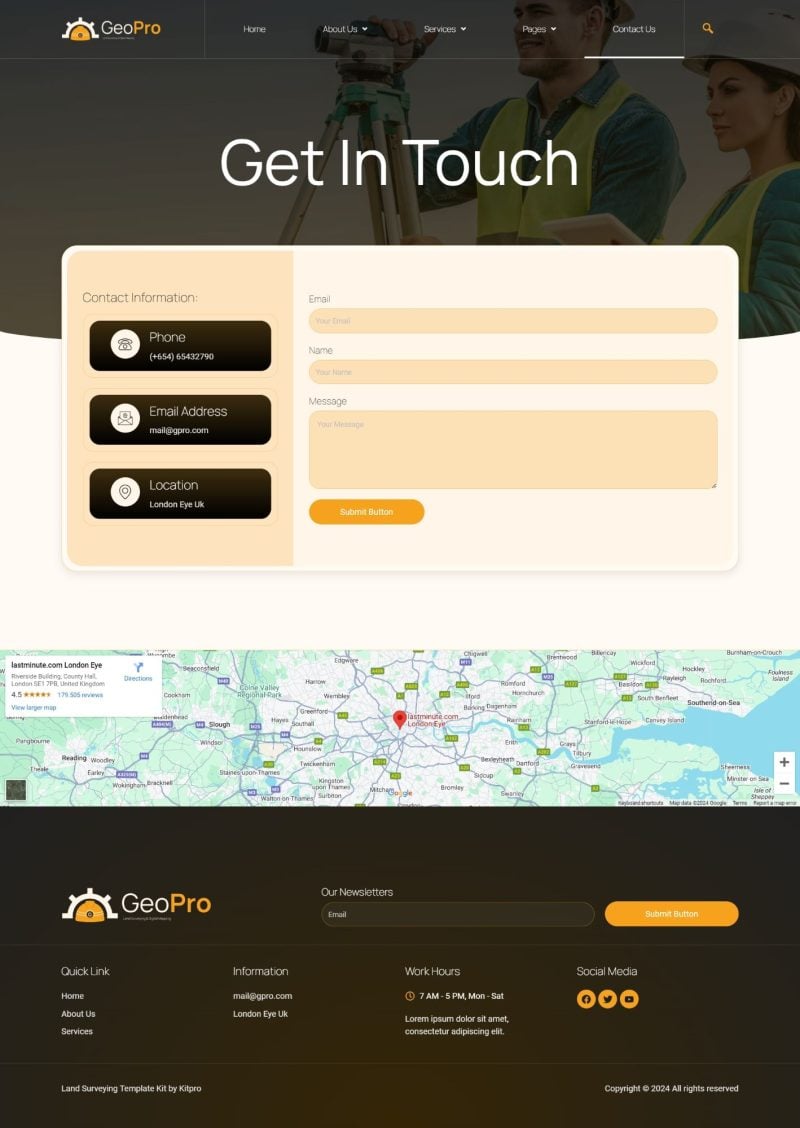 Geopro - Land Surveying & Digital Mapping Elementor Template Kit, WP ...