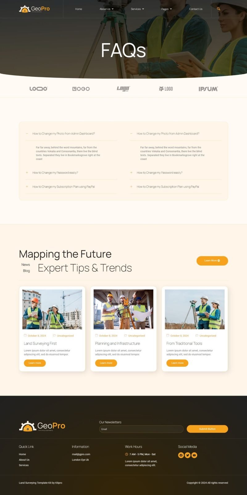 Geopro - Land Surveying & Digital Mapping Elementor Template Kit, WP ...