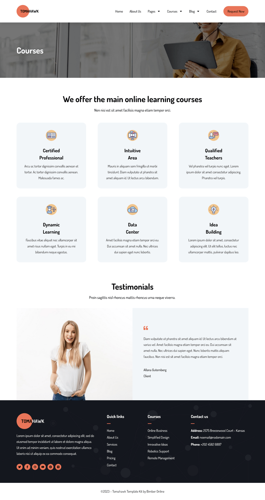 Tomahawk - Online Courses Elementor Pro Template Kit, WP Template Kits ...