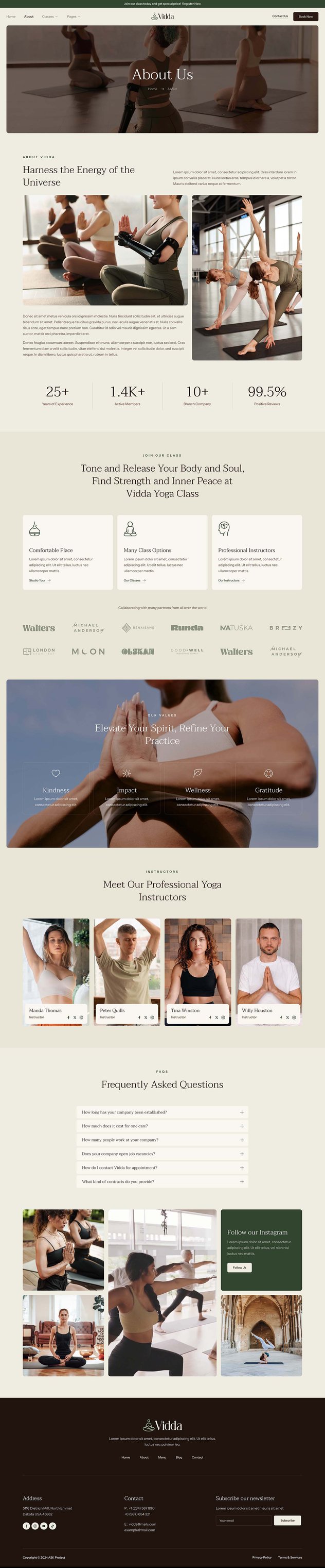 Vidda - Yoga Studio & Fitness Elementor Template Kit