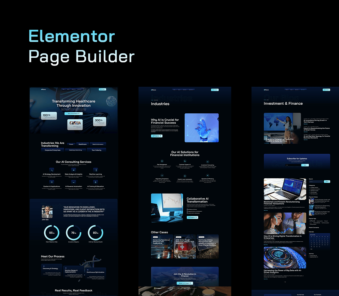 AiNexa AI Agency Elementor Pro Template Kit, WP Template Kits ft. 3d