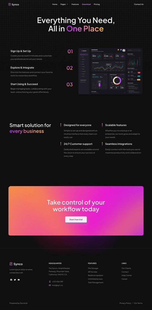 Synco - SaaS & Software Showcase Elementor Template Kit, WP Template ...