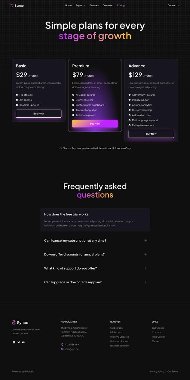 Synco - SaaS & Software Showcase Elementor Template Kit, WP Template ...
