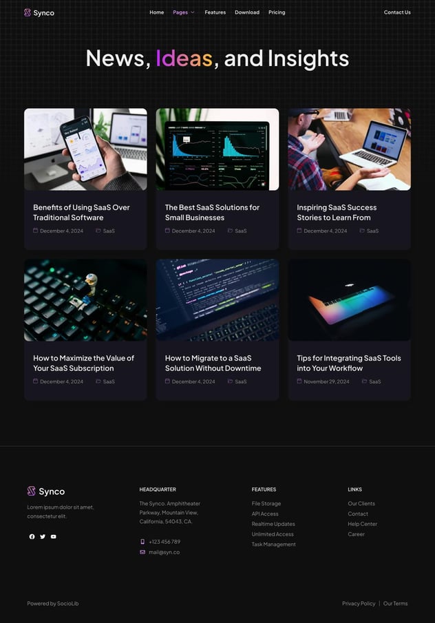 Synco - SaaS & Software Showcase Elementor Template Kit, WP Template ...