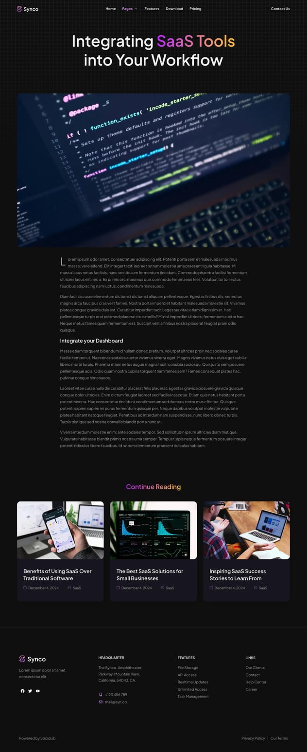Synco - SaaS & Software Showcase Elementor Template Kit, WP Template ...