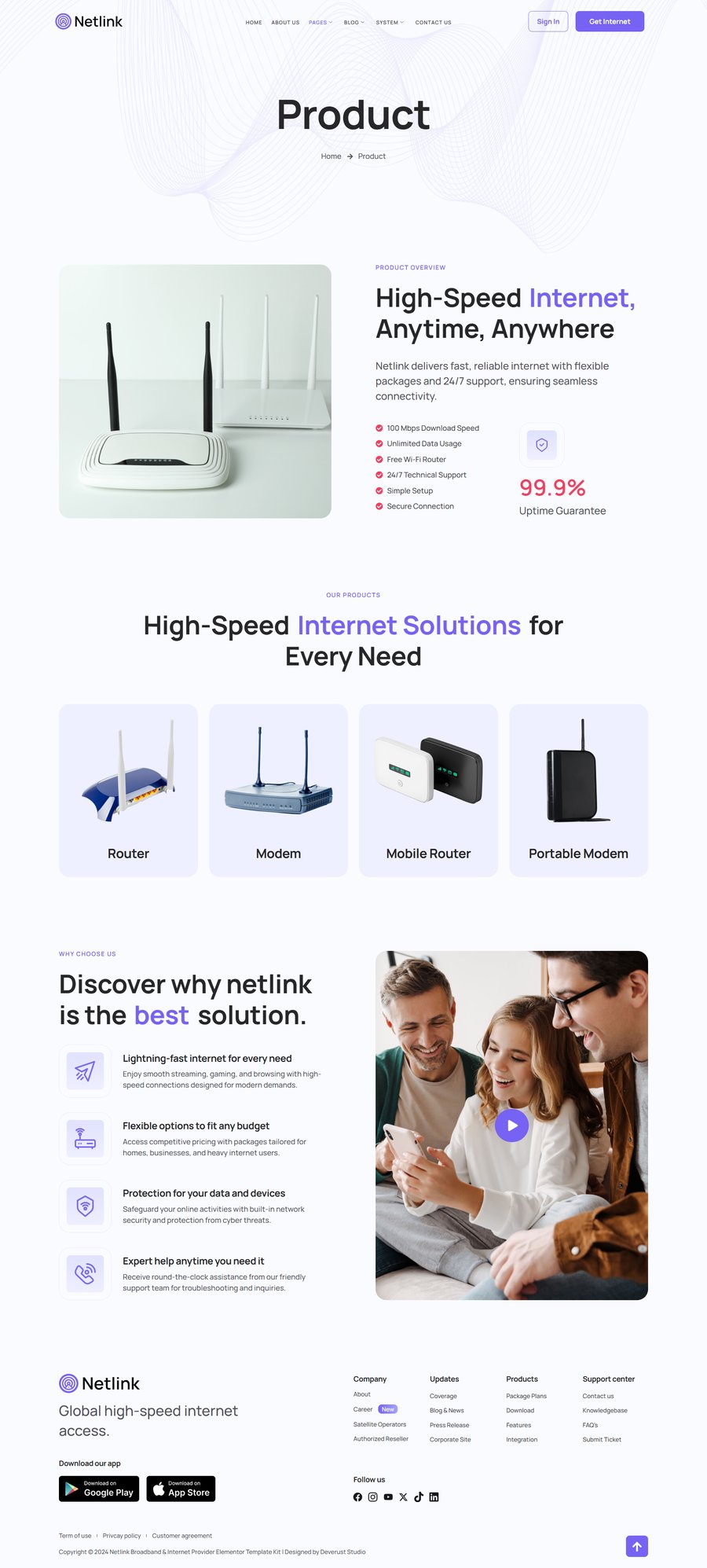 Netlink - Broadband & Internet Provider Elementor Template Kit, WP ...