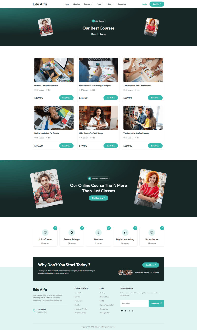 EduAlfa - Education & Online Course Elementor Pro Template Kit, WP ...