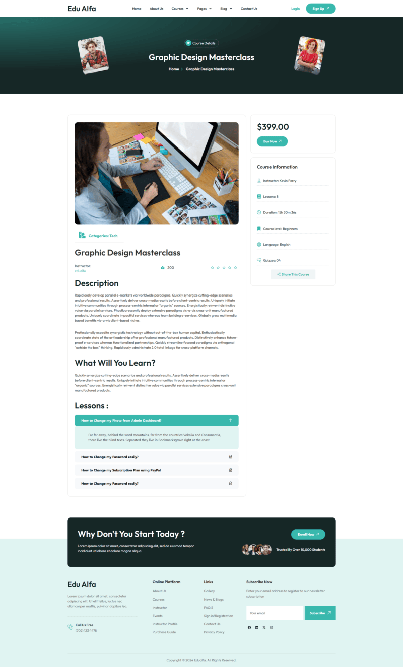 EduAlfa - Education & Online Course Elementor Pro Template Kit, WP ...