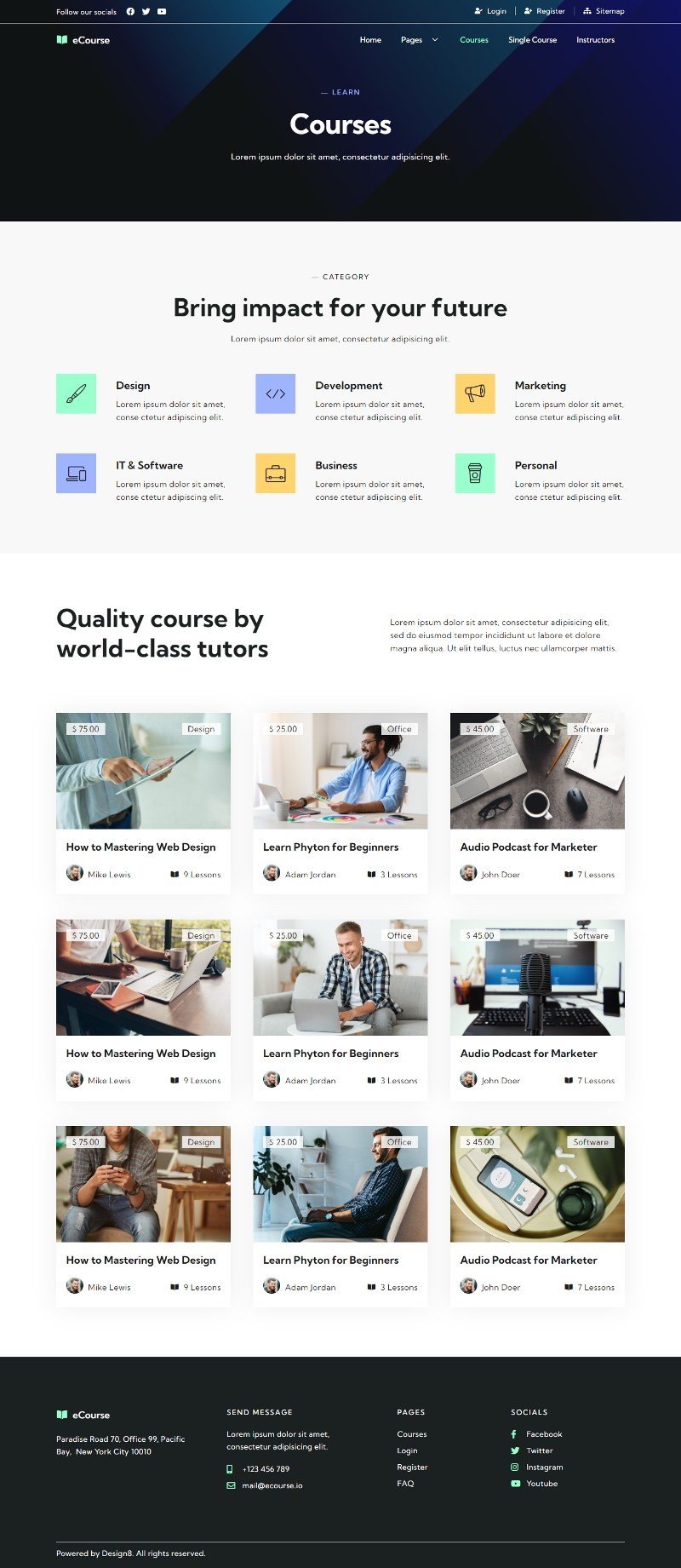 Coursey - Online Courses Elementor Template Kit ft. academy & course ...