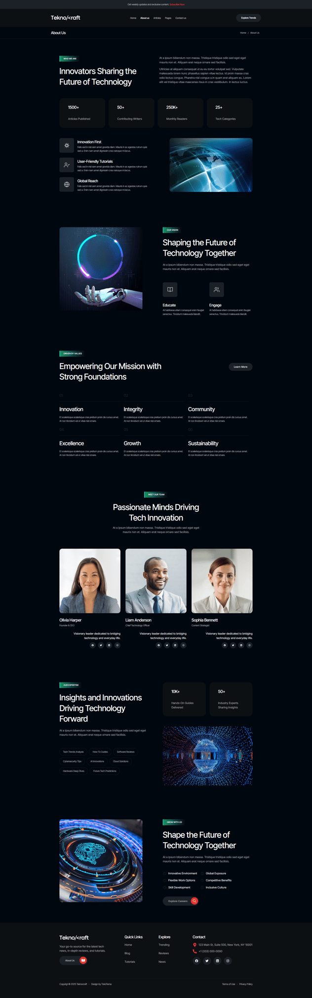 Teknocraft - Dark Theme Technology Blog Template Kit, WP Template Kits ...