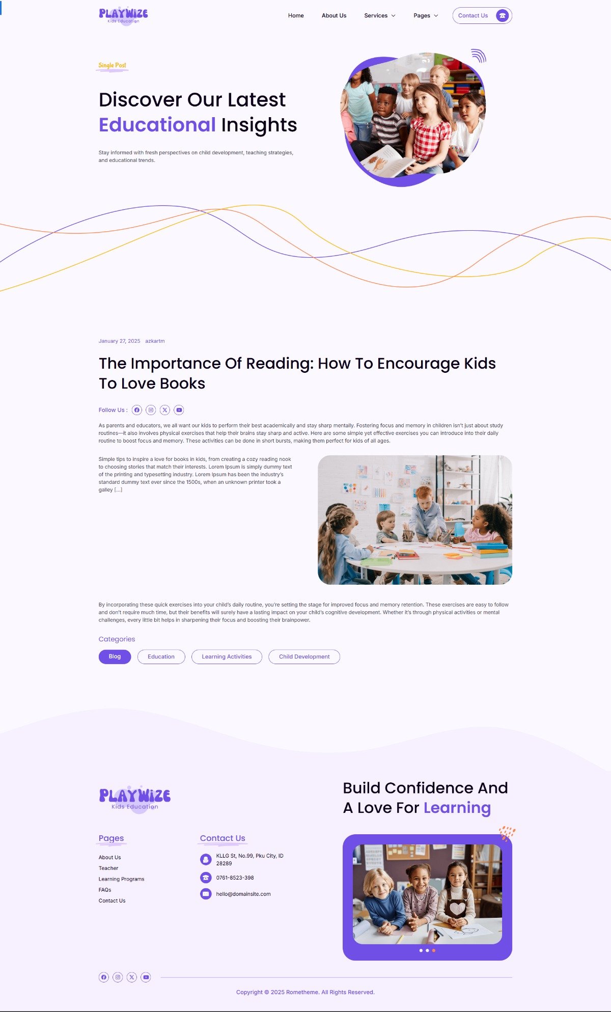 Playwize - Kids Education Elementor Template Kit Screenshot