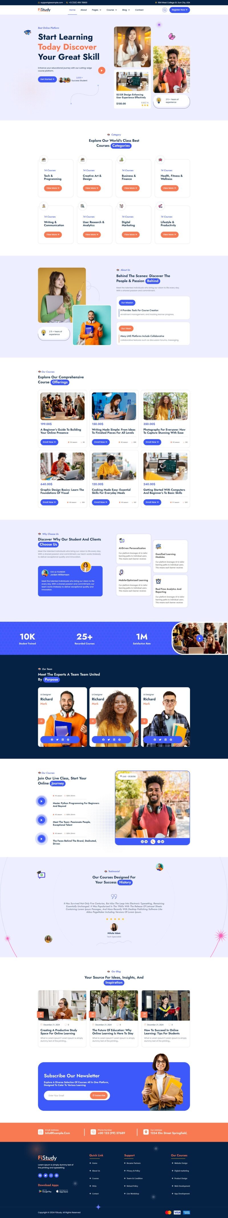 FiStudy - Professional Education & Online Course Elementor Pro Template ...
