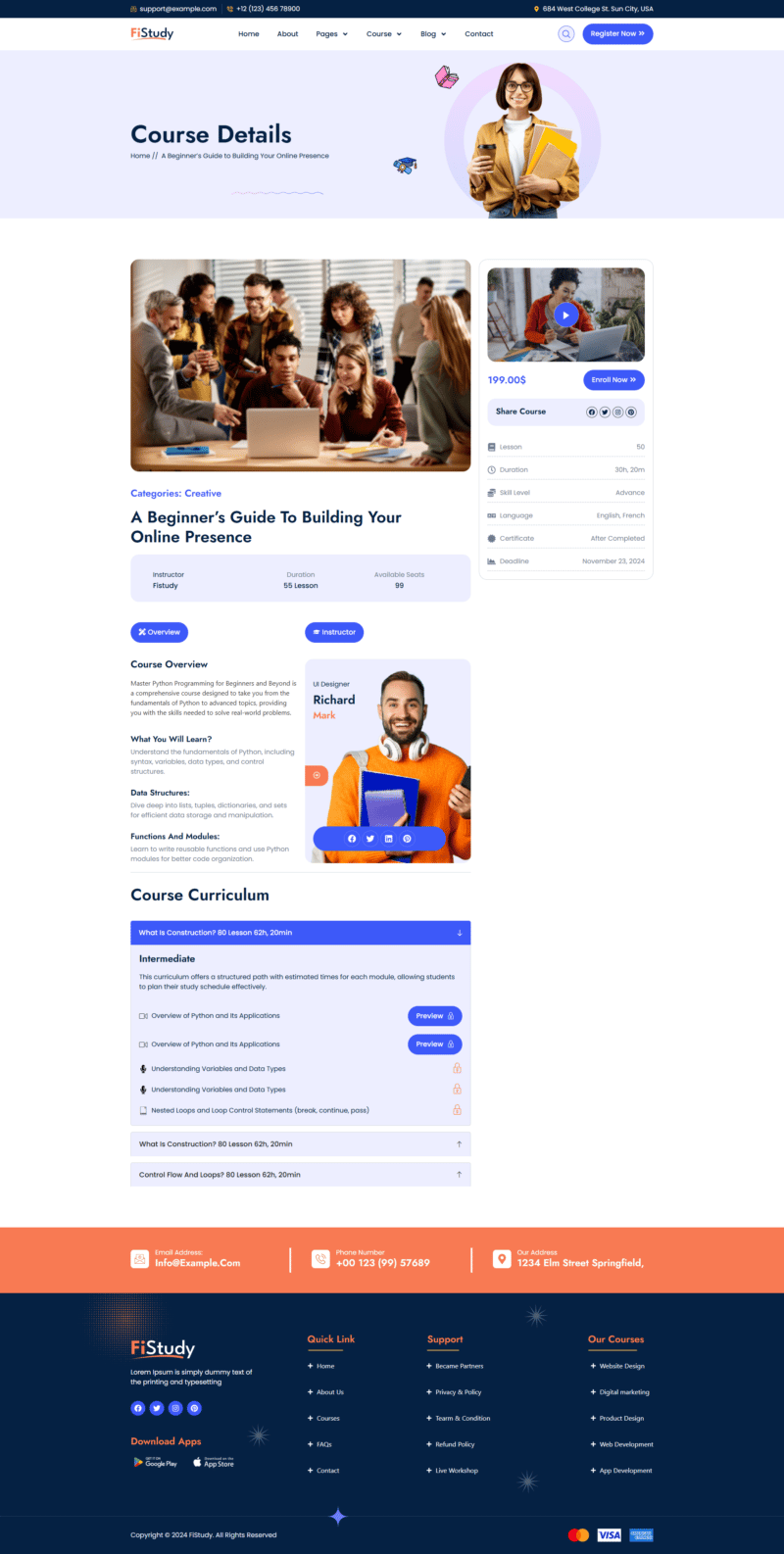 FiStudy - Professional Education & Online Course Elementor Pro Template ...