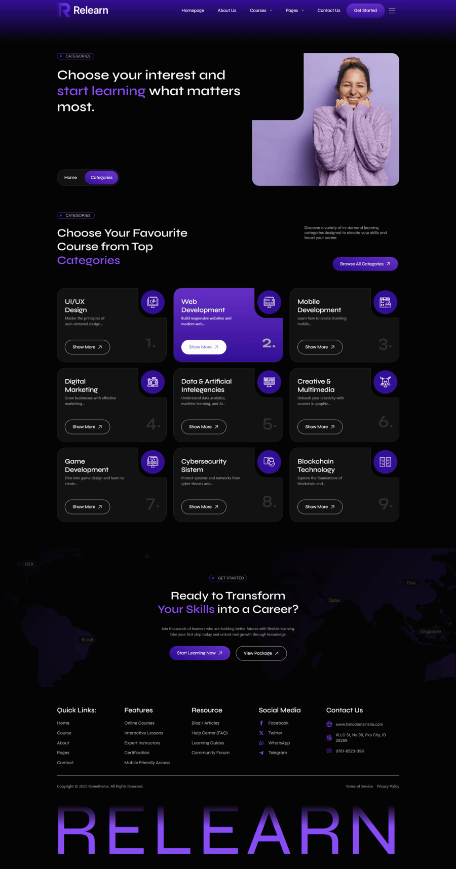 Relearn - Online Courses & E-Learning Elementor Template Kit, WP ...