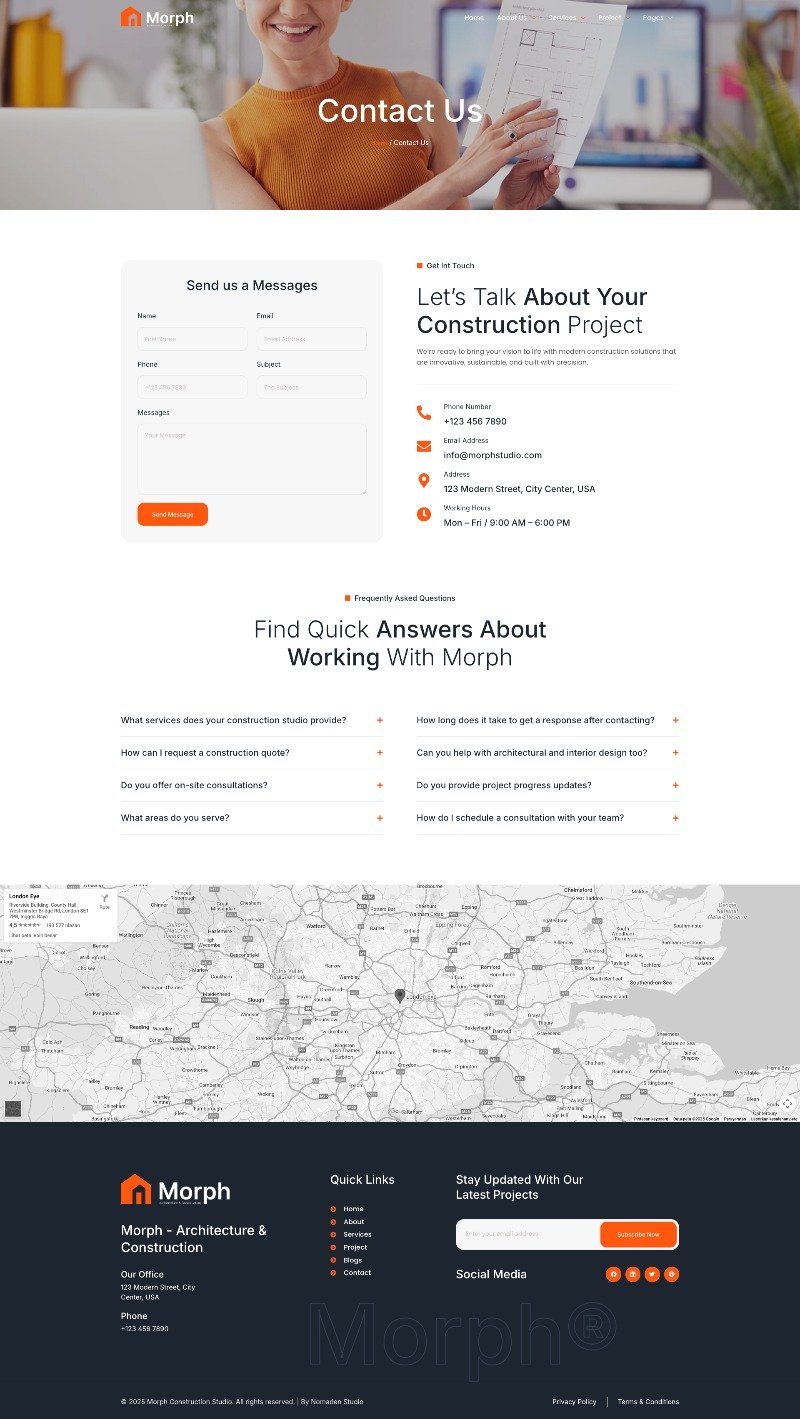 Morph - Construction & Architecture Elementor Template Kit, WP Template ...