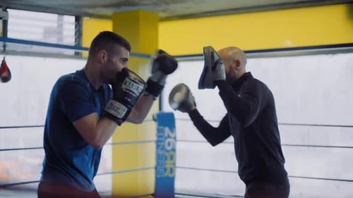 Men Boxing Training in Gym Boxing Ring