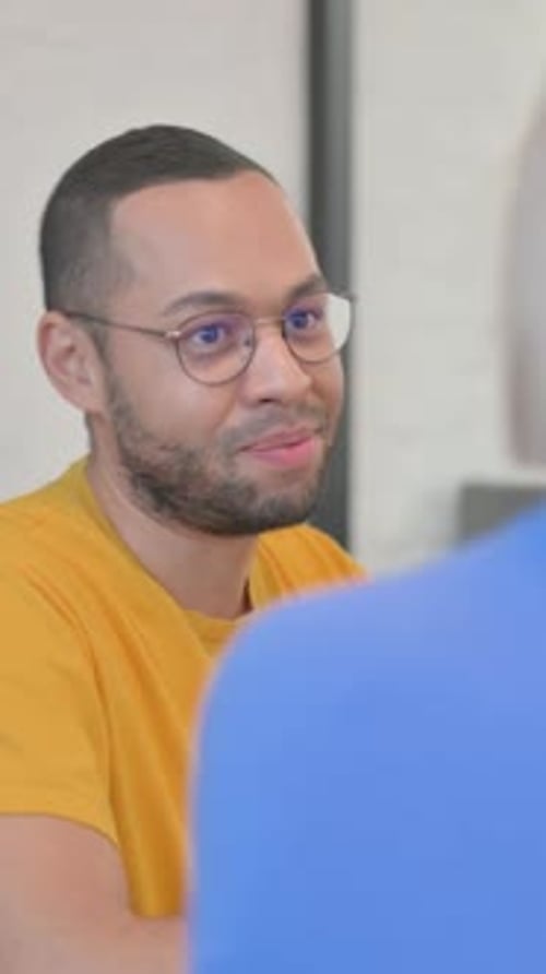 Close up of Creative People During Meeting, vertical video