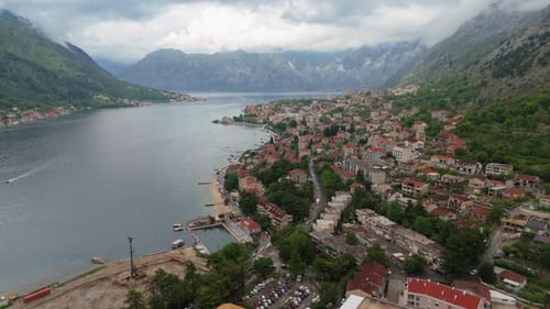 Medieval Architecture of Kotor Old Town Montenegro Seen From Above on a Clear Spring Day