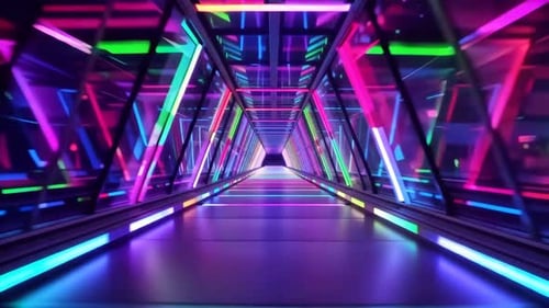 Animation futuriste en boucle de tunnel de science-fiction au néon