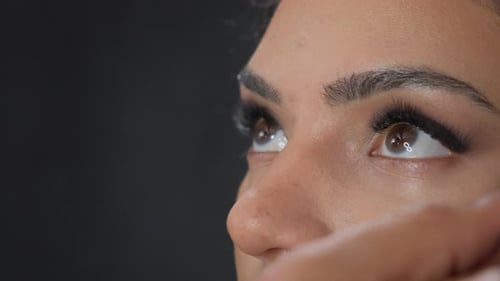 Woman Getting Makeup Applied with a Brush