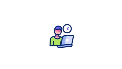Animated Flat Icon: Person Working on Laptop with Clock