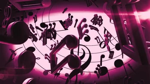 Pink Musical Notes Animation Loop