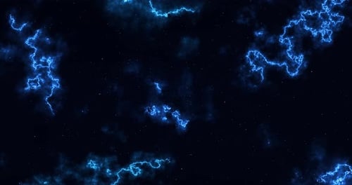 Abstract lightning on the background of the starry sky, light camera movement, electrical storm