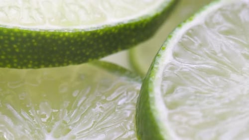 Closeup view of sliced fresh juicy lime