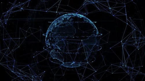 Abstract Dots and Triangles HUD Globe Earth Connected Plexus With Alpha