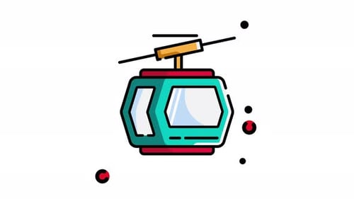 Minimalist Animated Cable Car Icon Loop