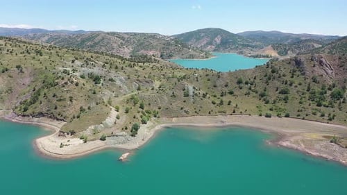 Aerial View Of Dam Lake And Hills 2