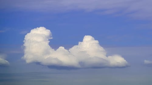 White Clouds Moving Slowly in a Blue Sky