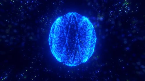 Hellblaue Kugel mit kosmischer Textur, die vor einem dunklen Hintergrund schwebt und an einen Himmel erinnert