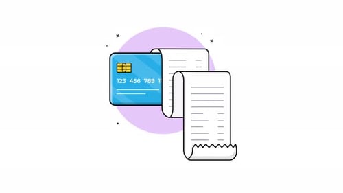 4k Bankkarte mit Barbeleg. Animationsvideo zum Bankkonzept