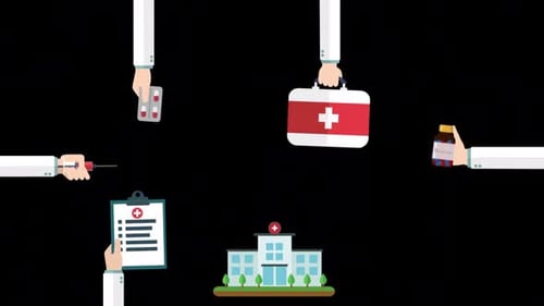 Medical icons and Hand Alpha Channel