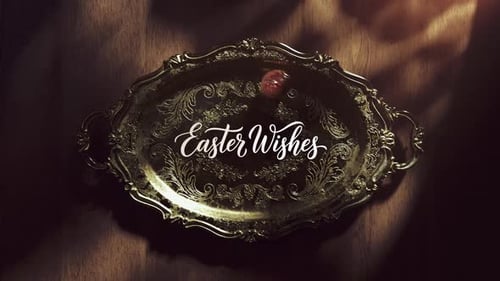 Easter Wishes Text Animation with Rolling Chocolate Egg