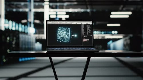 Close Up of AI on Data Center Laptop Using Neural Networks