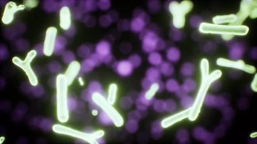 Glowing Microbes Floating: Abstract Science Background Animation