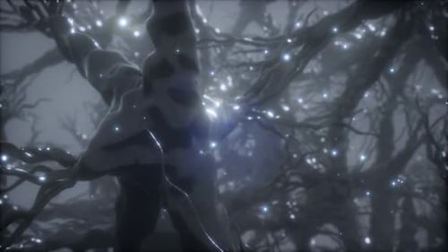 Glowing Blue Particles Moving Through Abstract Organic Network