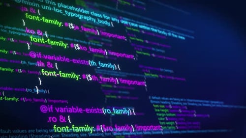 Code de programme informatique défilant sur l'écran