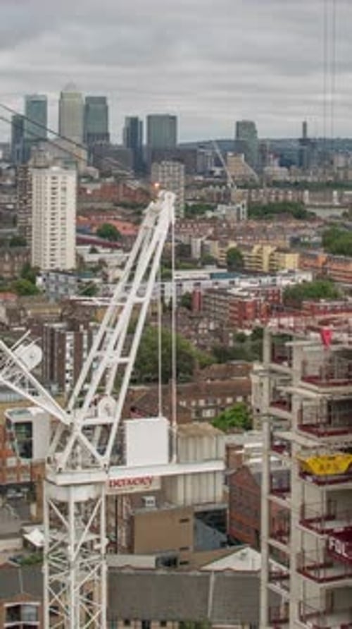 London Skyline with Cranes in Vertical