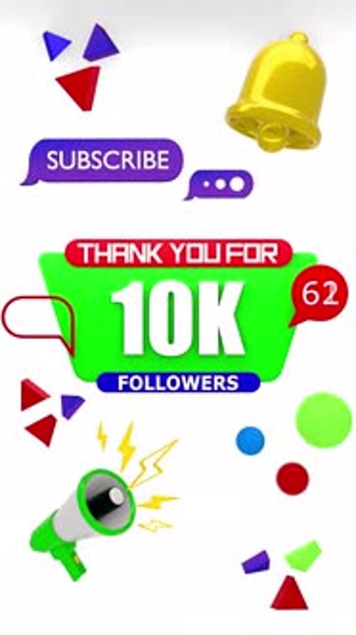 Animated Thank You Followers Message with Social Media Icons